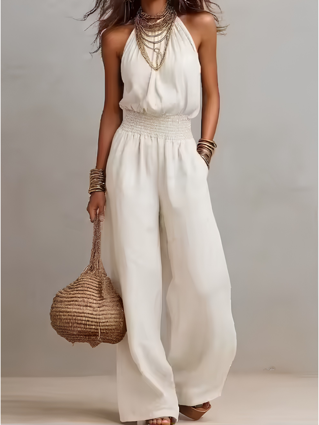Aveline™ | Halterneck Linen Blend Jumpsuit
