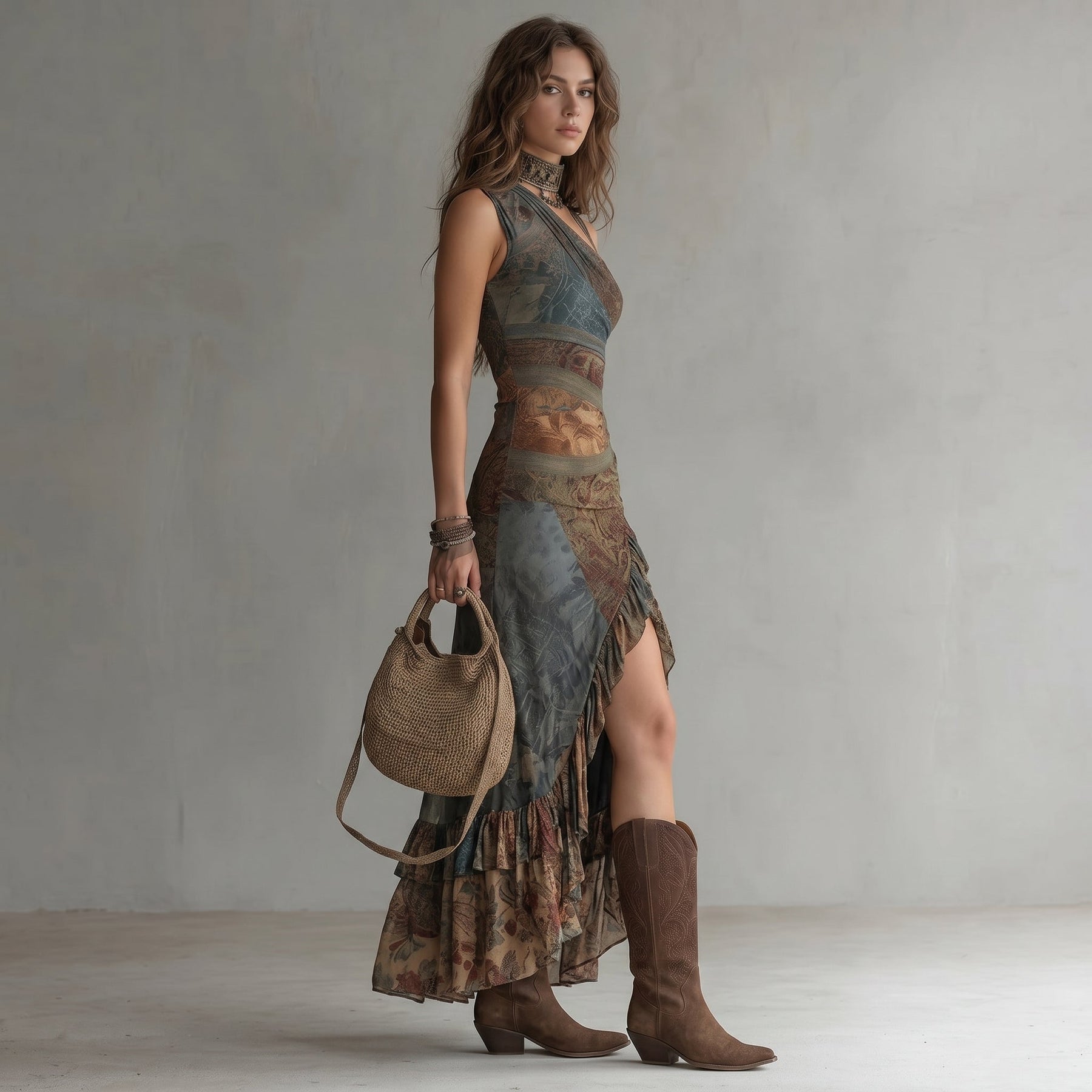 Elara™ | One-Shoulder Bohemian Maxi Dress