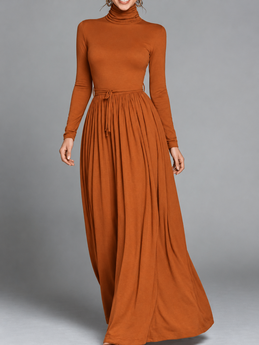 Liliane | Turtleneck Top & Flowing Maxi Skirt Set
