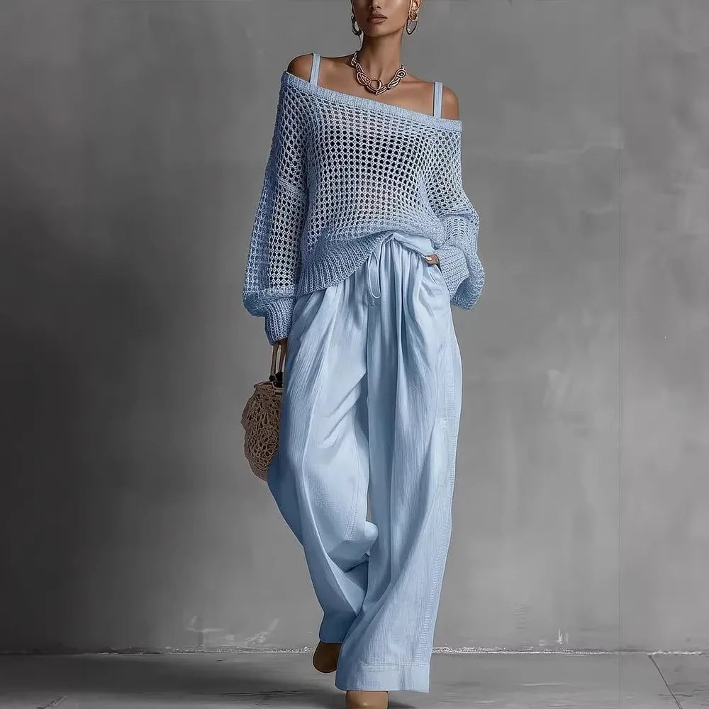 Soleya™ | Textured Off-Shoulder Two-Piece Set