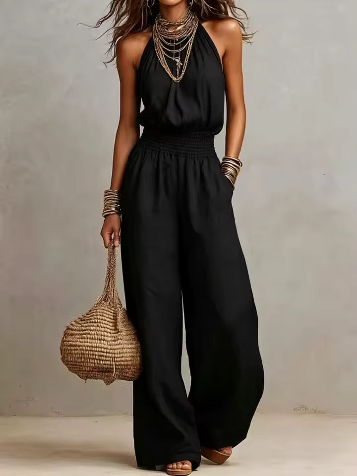 Aveline™ | Halterneck Linen Blend Jumpsuit