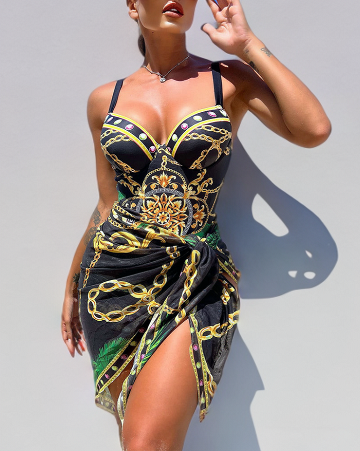 RÍOGHNACH | PUSH-UP SWIMSUIT WITH MATCHING BEACH SKIRT