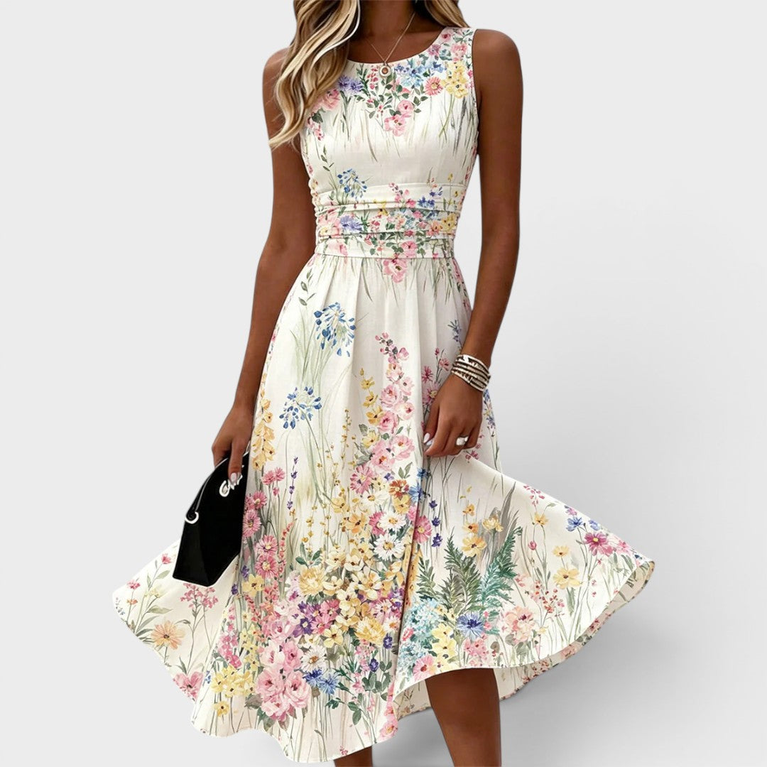 Emanuela | Sleeveless Floral Midi Dress