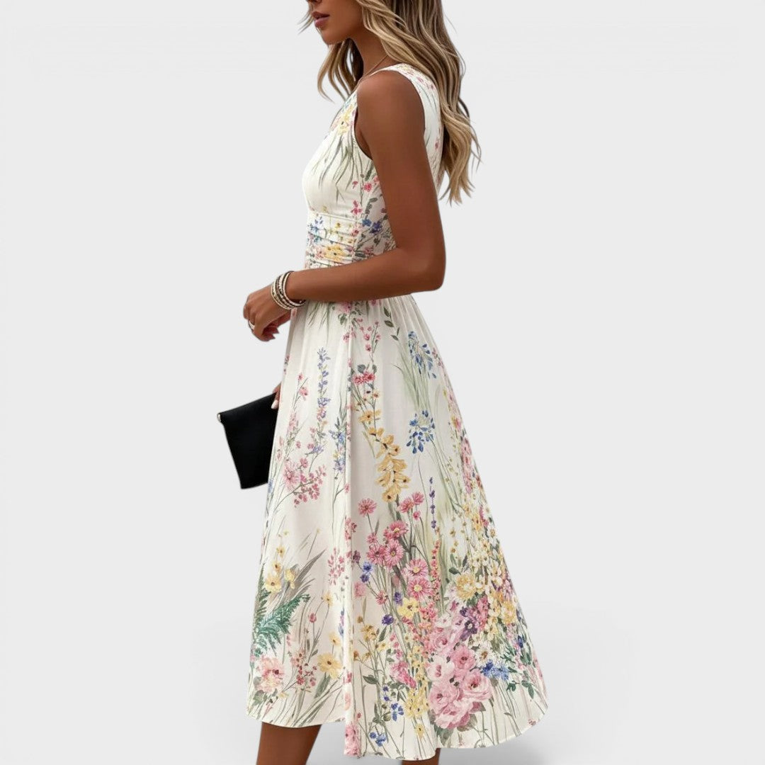 Emanuela | Sleeveless Floral Midi Dress