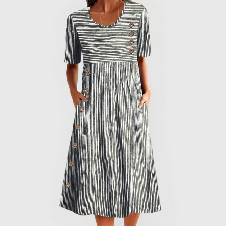 Julia™ | Classic Striped Midi Dress
