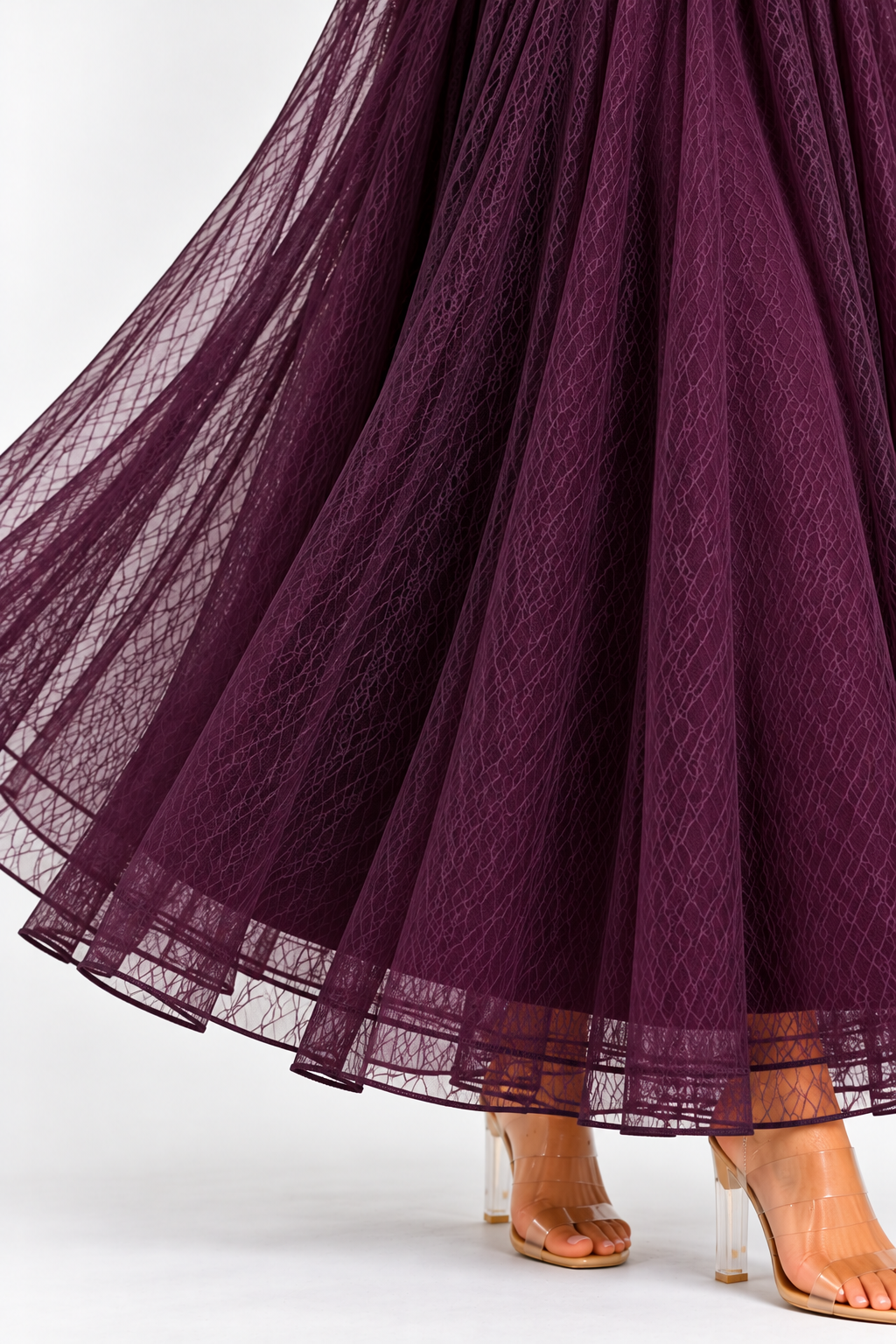 Flavia | Keyhole Neck Lace Trim Maxi Dress
