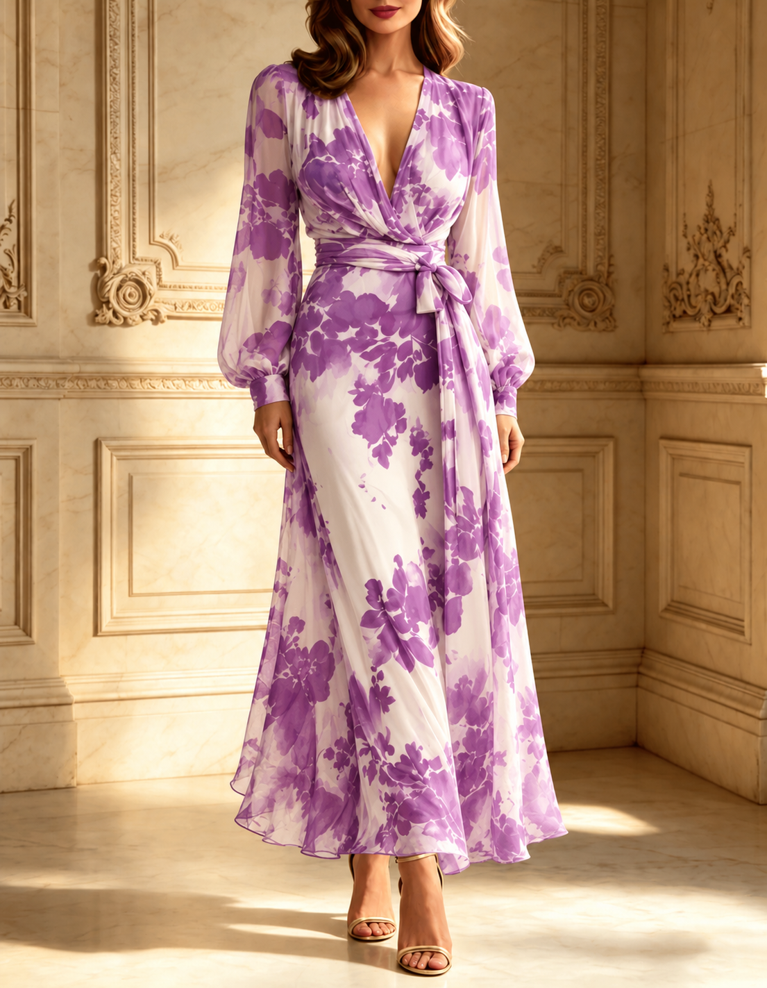 Fiorella | Floral Wrap V-Neck Maxi Dress