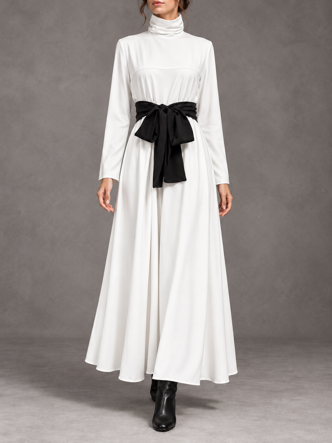 Gabriella | Turtleneck Long Sleeve Midi Dress