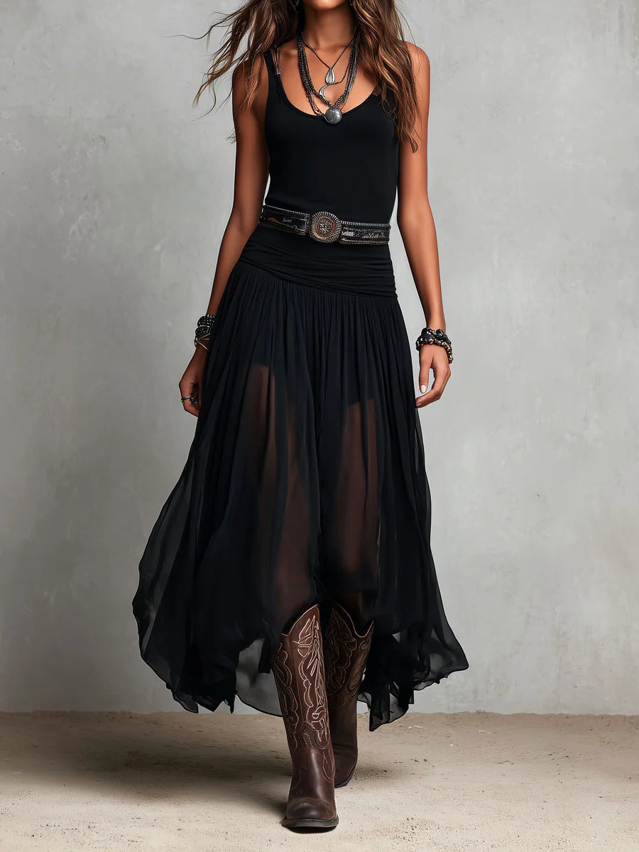 Elowyn™ | Midnight Sheer Maxi Dress