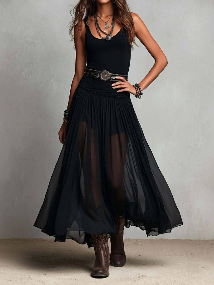 Elowyn™ | Midnight Sheer Maxi Dress
