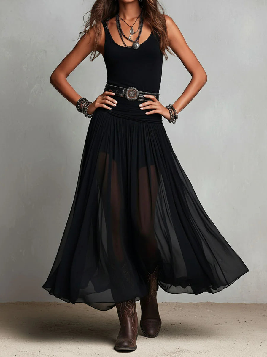 Elowyn™ | Midnight Sheer Maxi Dress