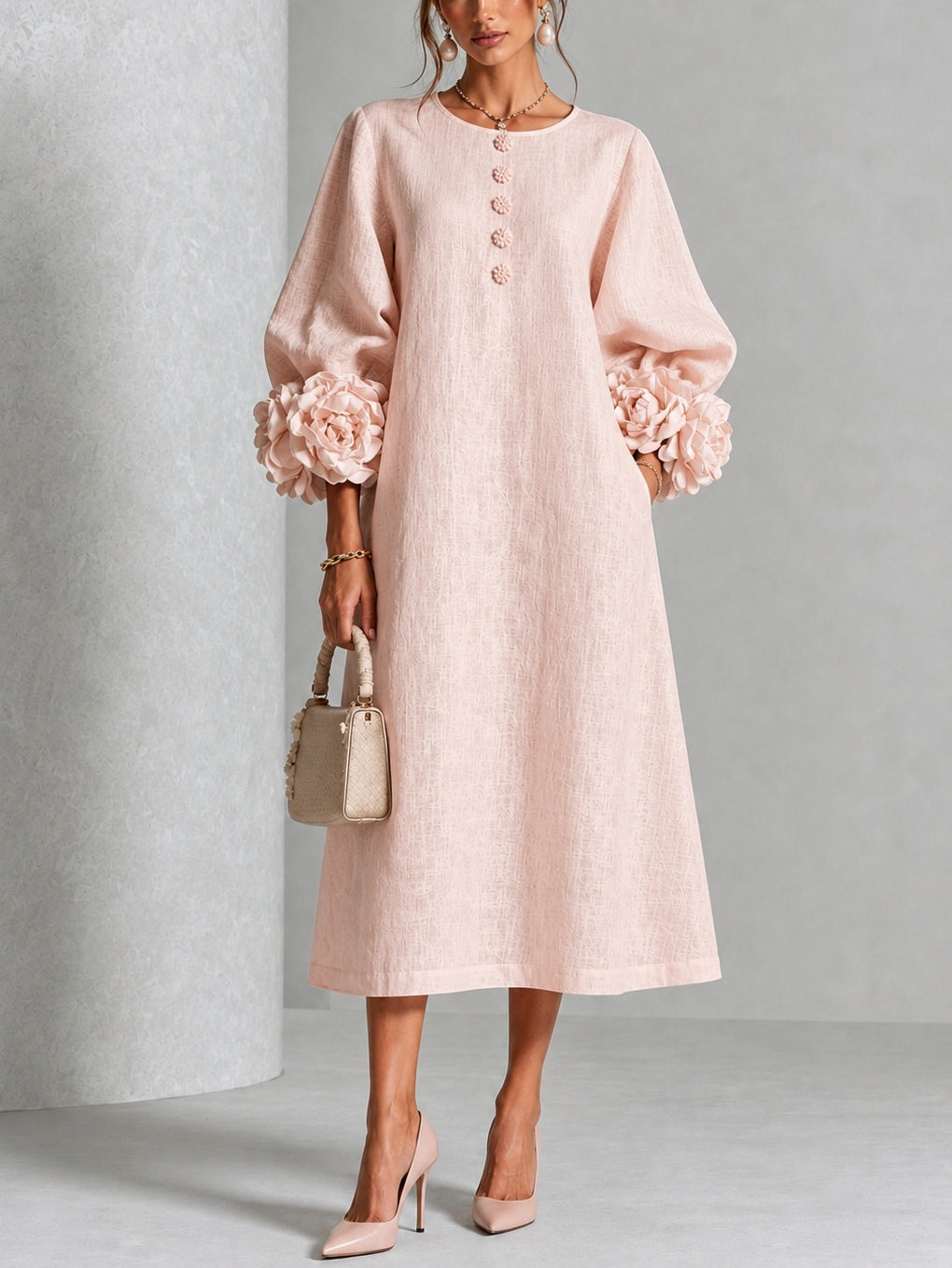 Delphine | Floral Button Midi Dress