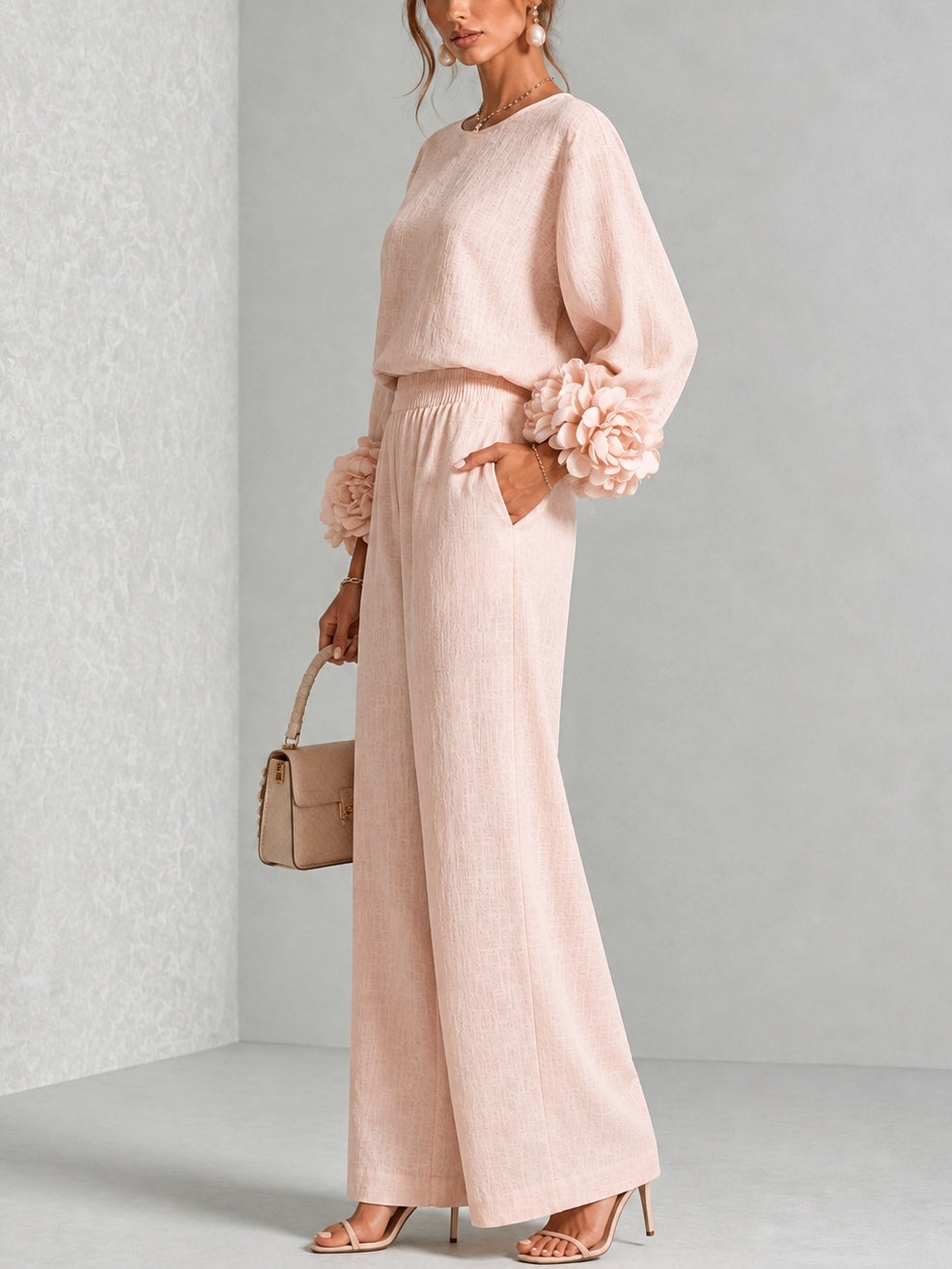 Adalyn | Two-Piece Set with Floral Cuffs