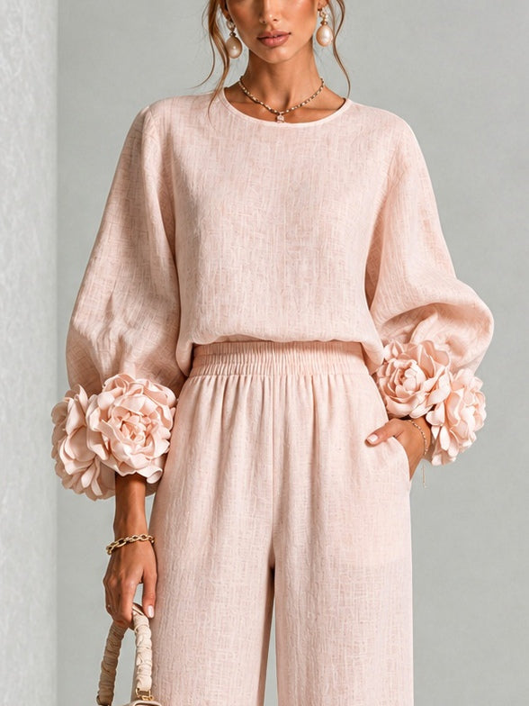 Adalyn | Two-Piece Set with Floral Cuffs