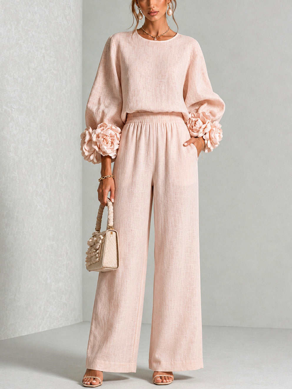 Adalyn | Two-Piece Set with Floral Cuffs