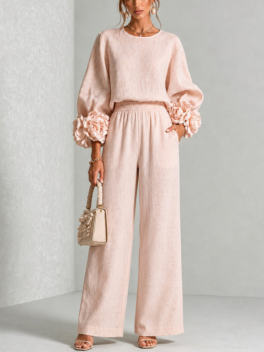 Adalyn | Two-Piece Set with Floral Cuffs