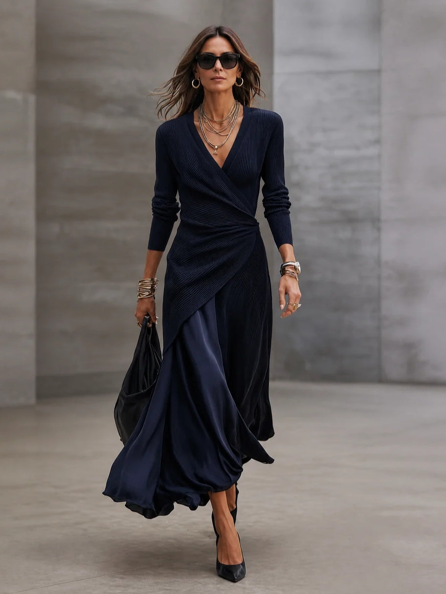 Loredana | Asymmetric V-Neck Maxi Dress