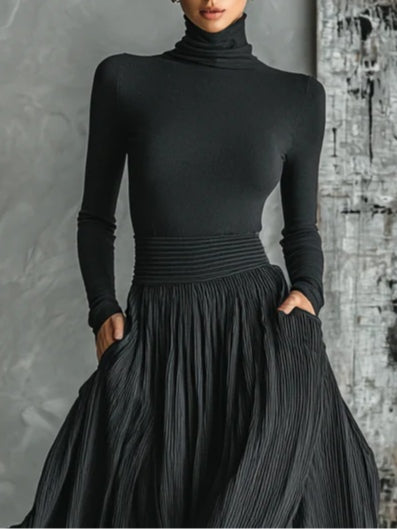 Coralie | High Neck Top & Pleated Skirt Set