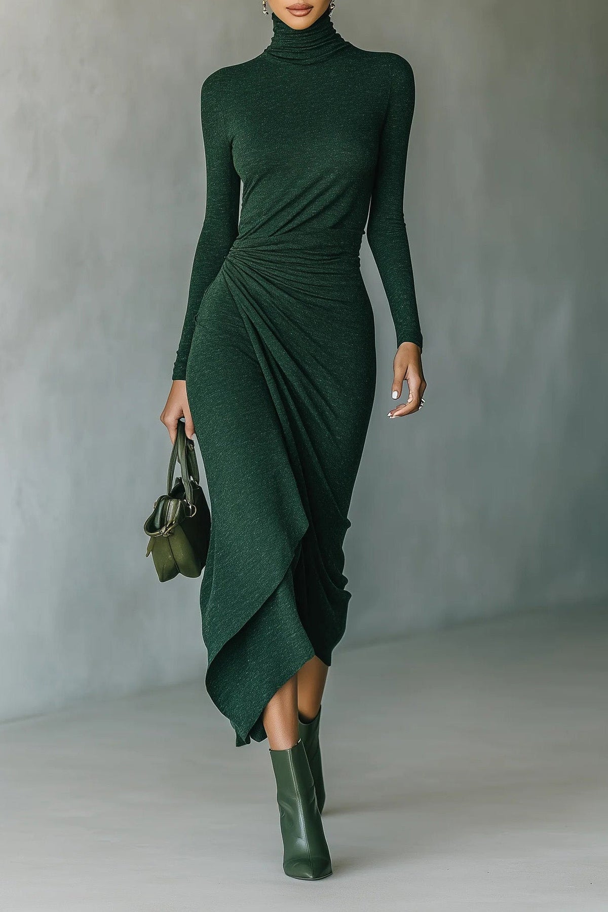 Ophelia | Turtleneck Wrap Midi Dress