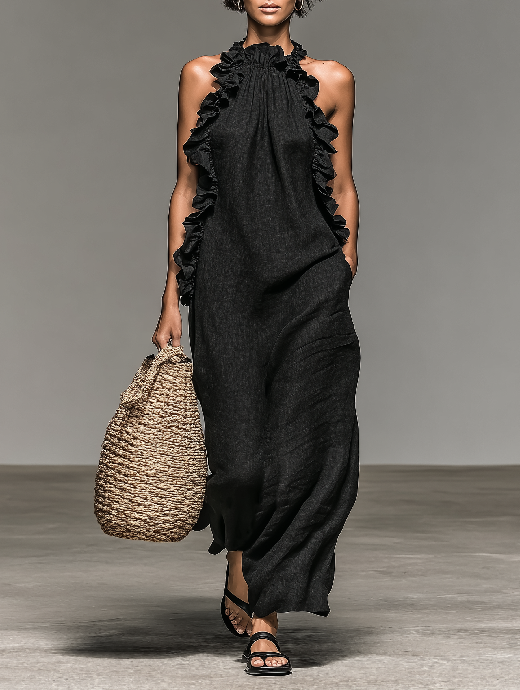 Esméa™ | Ruffle-Trim Linen-Blend Jumpsuit