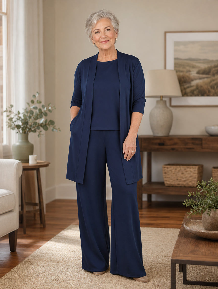 Felicity | Long Cardigan, Top & Pants Set