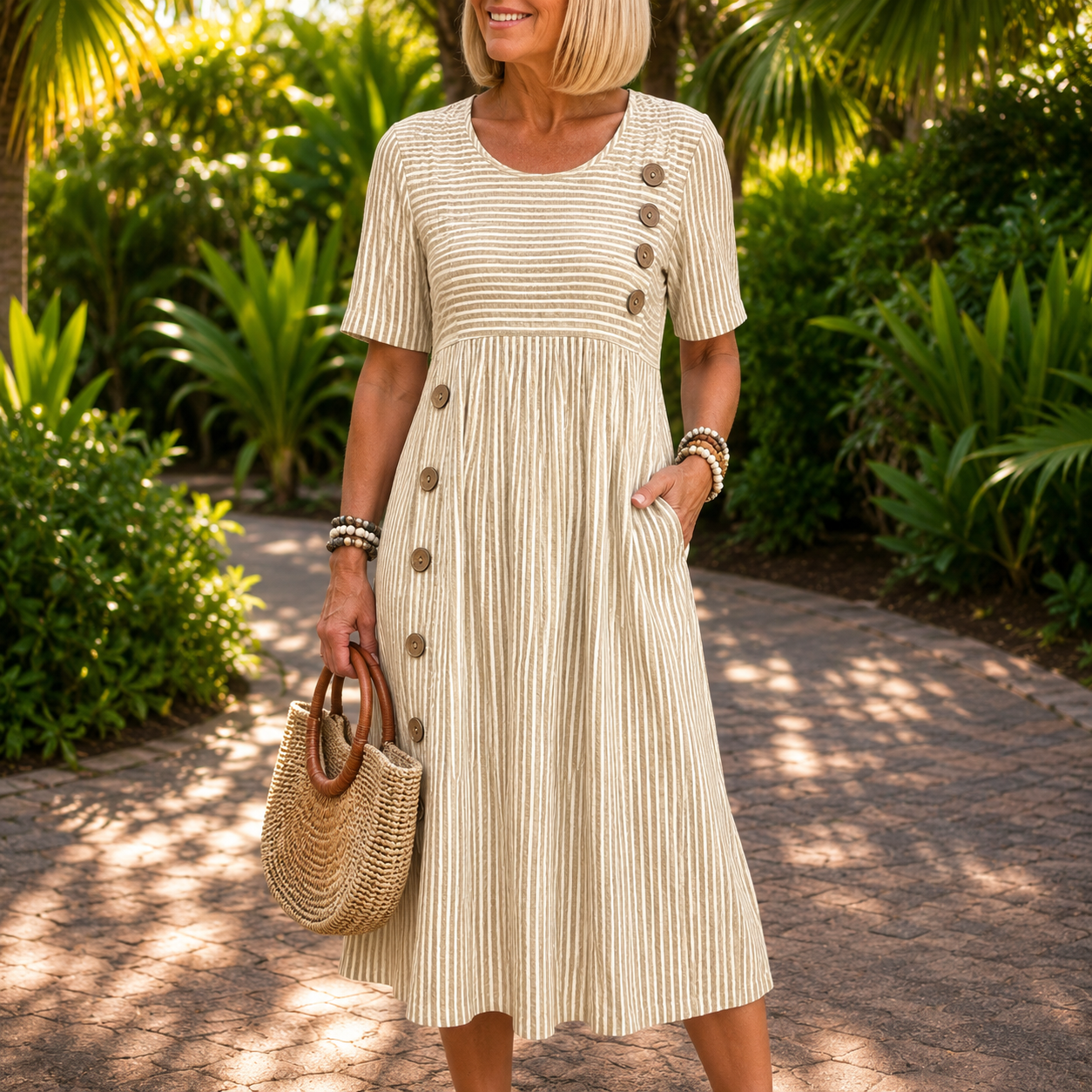Julia™ | Classic Striped Midi Dress