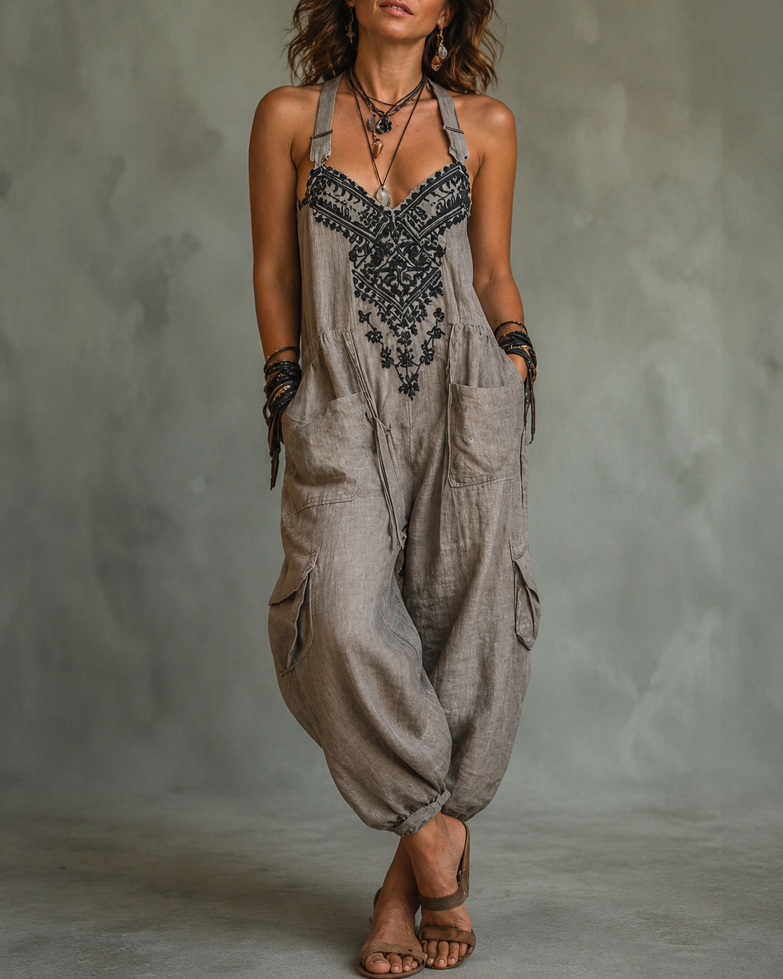 Aria™ | Bohemian Embroidered Jumpsuit