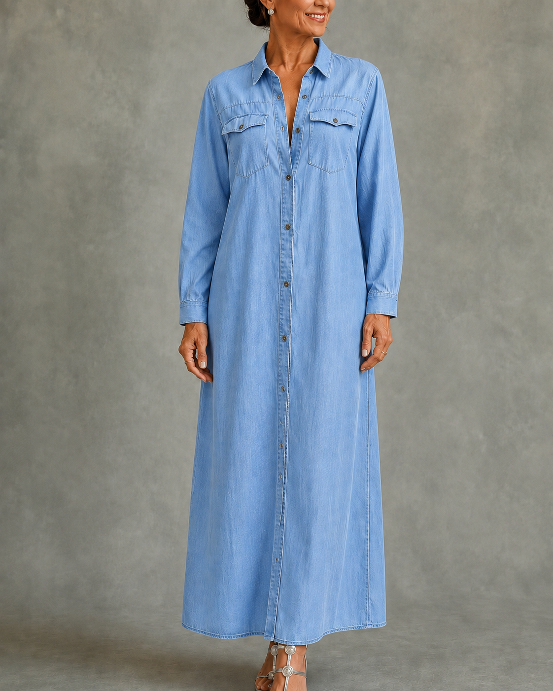Froukje | Long Button-Front Shirt Dress