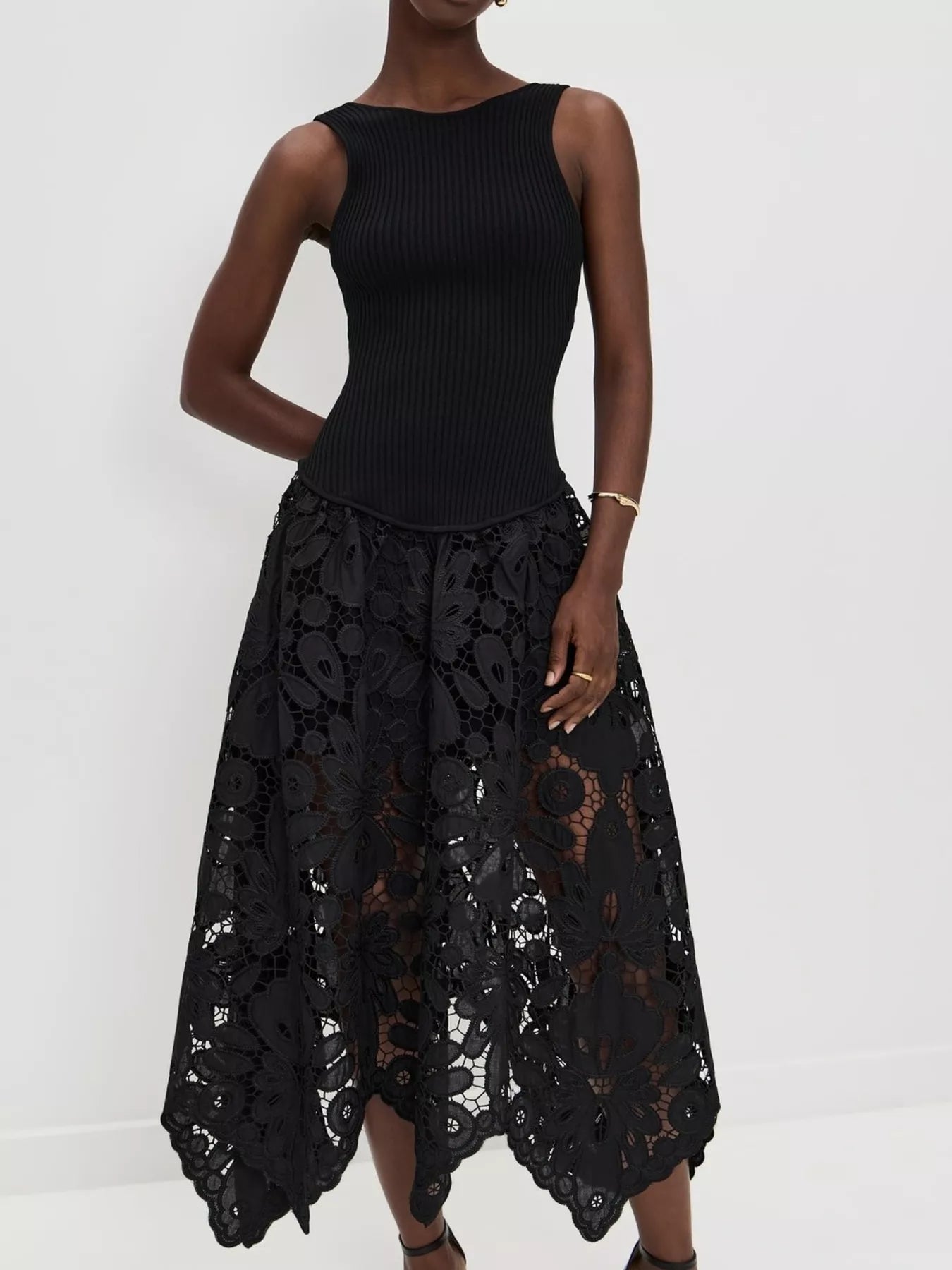 Bianca | Ribbed Crochet Midi Dress