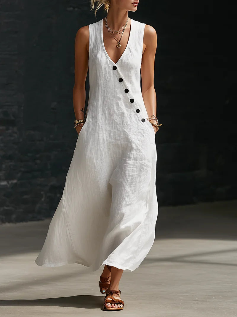 Sefi | Minimalist Button-Front Maxi Dress