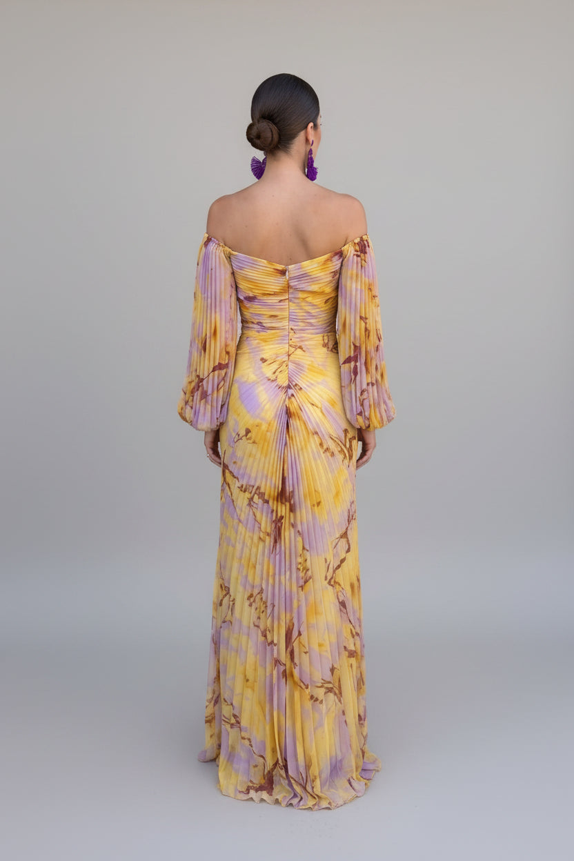 Mariselle™ | Golden Bloom Maxi Dress