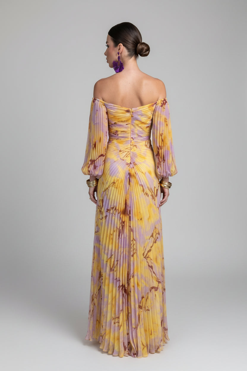 Mariselle™ | Golden Bloom Maxi Dress