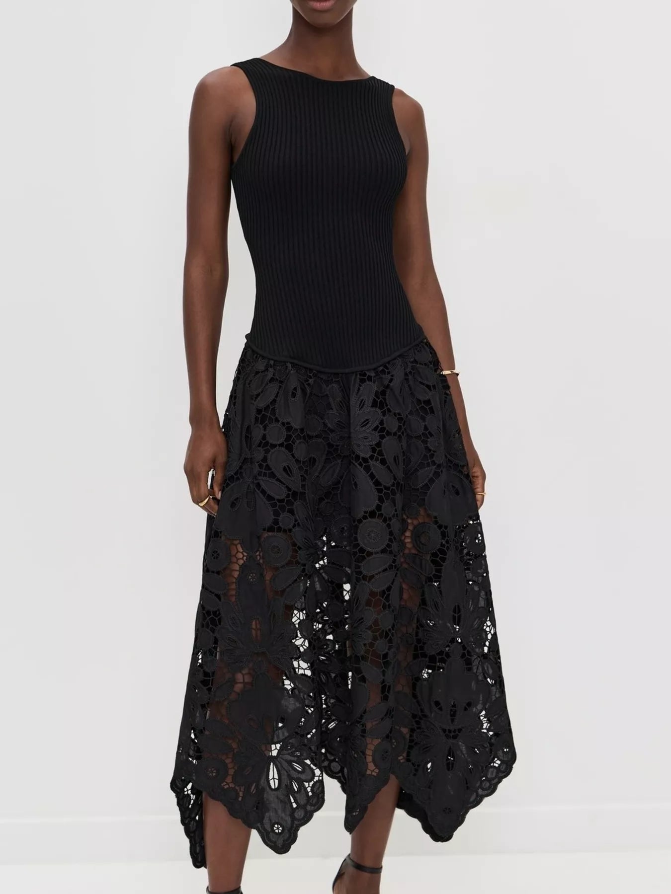 Bianca | Ribbed Crochet Midi Dress