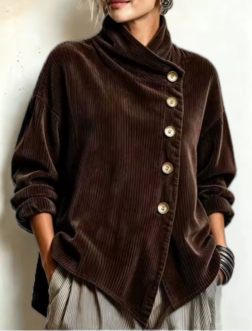 Sandra | Chaqueta oversize con cuello alto asimétrico