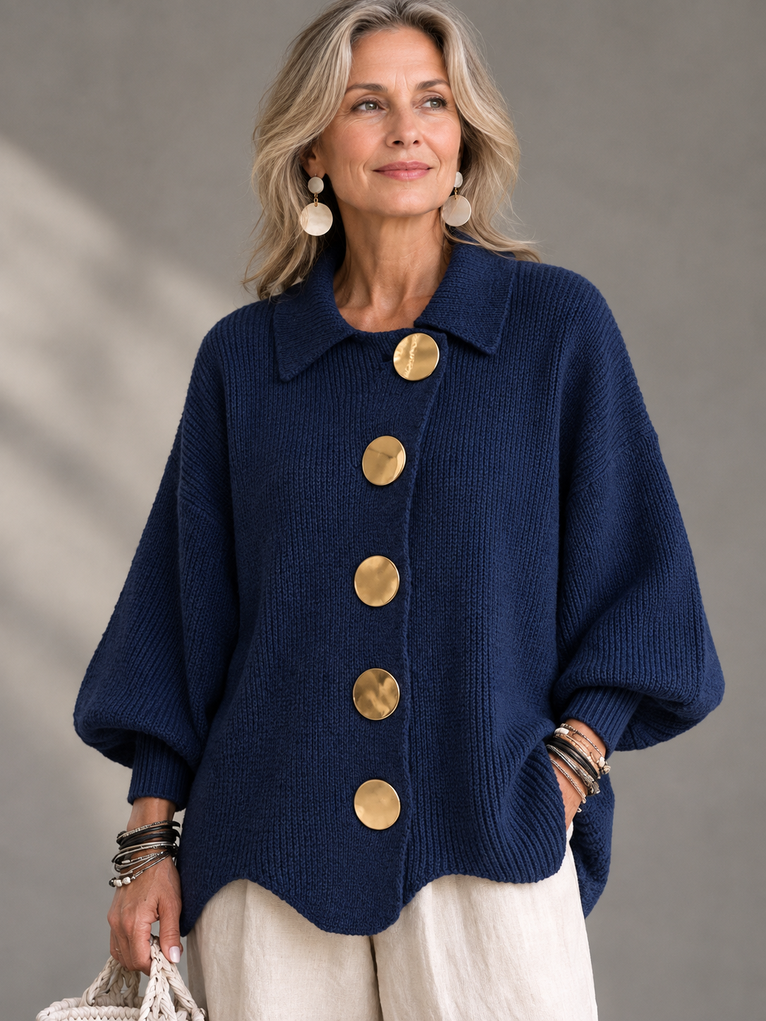 Ombéline | Oversized Cardigan with Statement Buttons