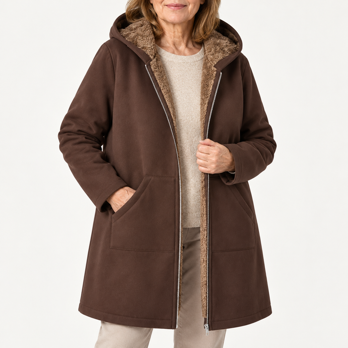 Lyra | Plush-Lined Hooded Zip Coat