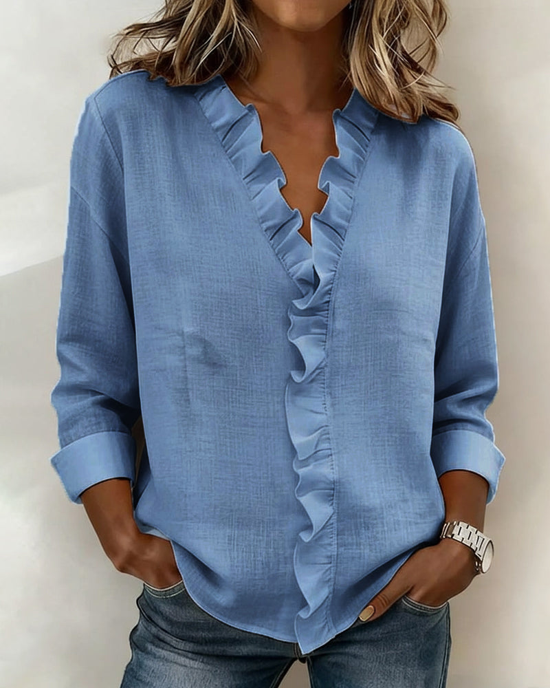 Camille | Ruffle V-Neck Blouse