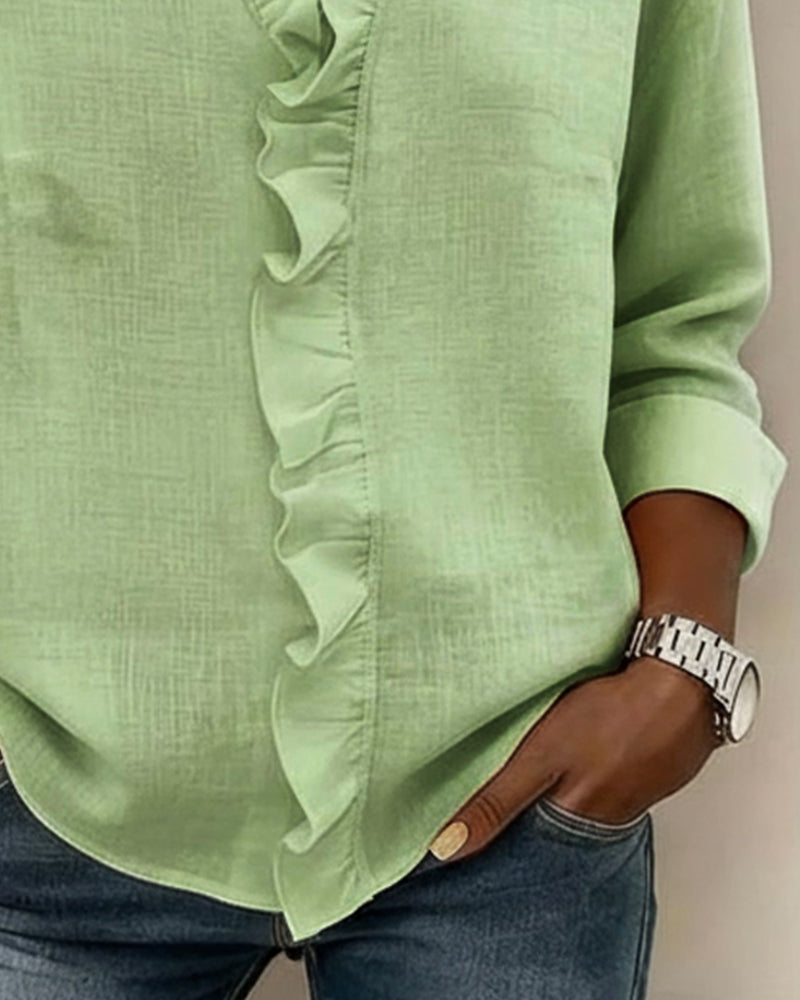 Camille | Ruffle V-Neck Blouse