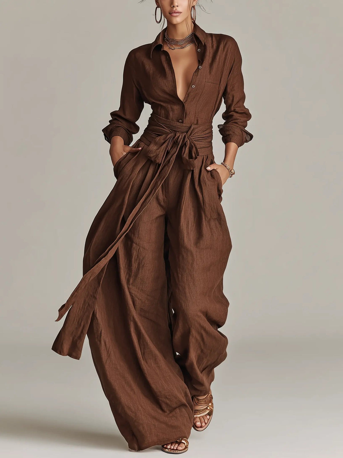 Margaux | Linen Shirt Jumpsuit