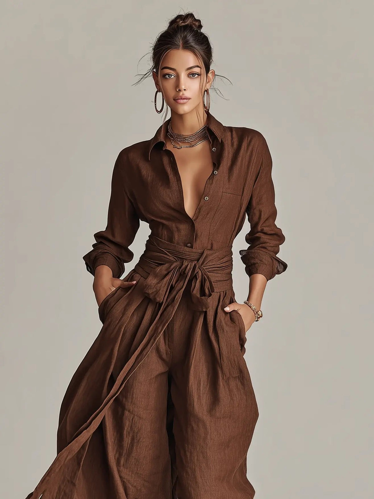 Margaux | Linen Shirt Jumpsuit