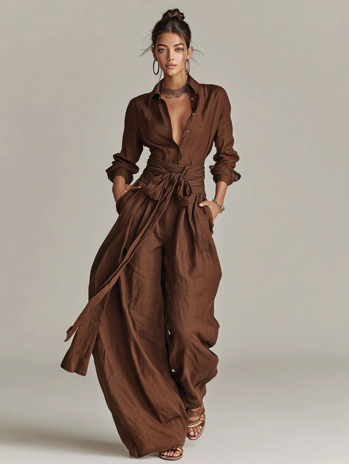 Margaux | Linen Shirt Jumpsuit
