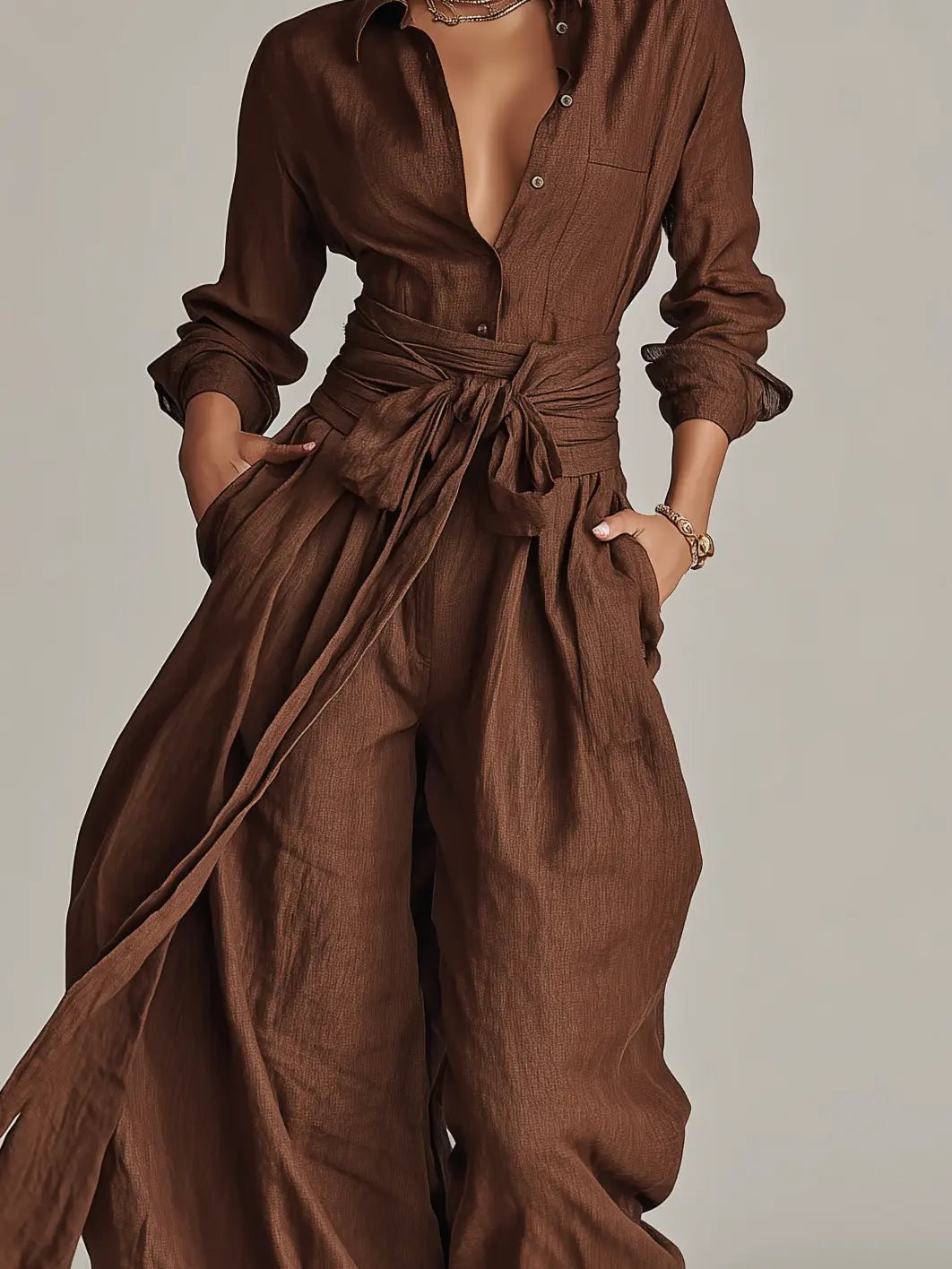 Margaux | Linen Shirt Jumpsuit