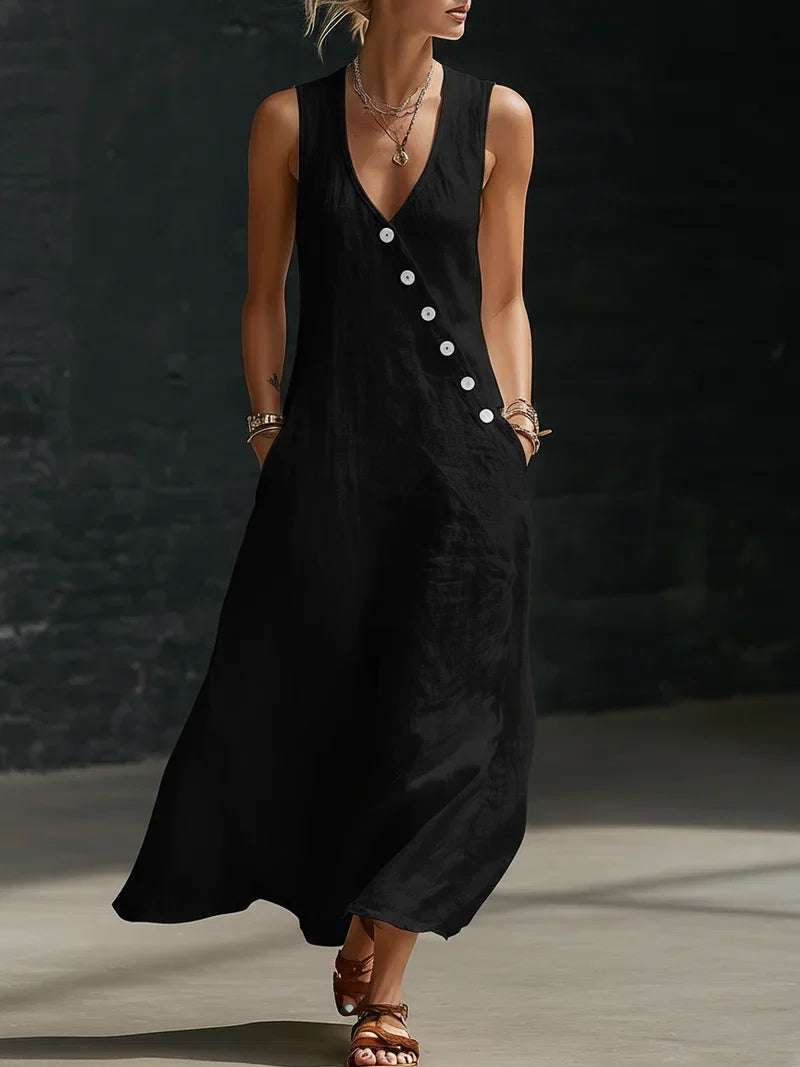 Sefi | Minimalist Button-Front Maxi Dress