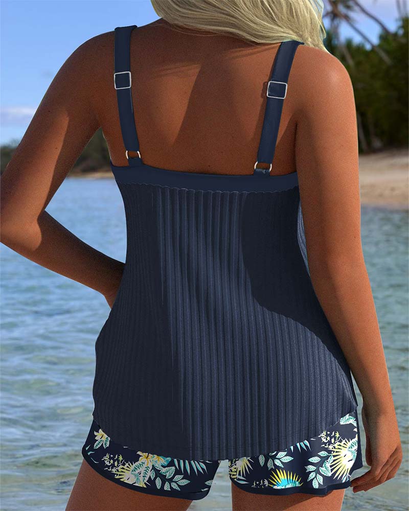 CAOILFHIONN | STRIPED TANKINI SET WITH BEACH SHORTS