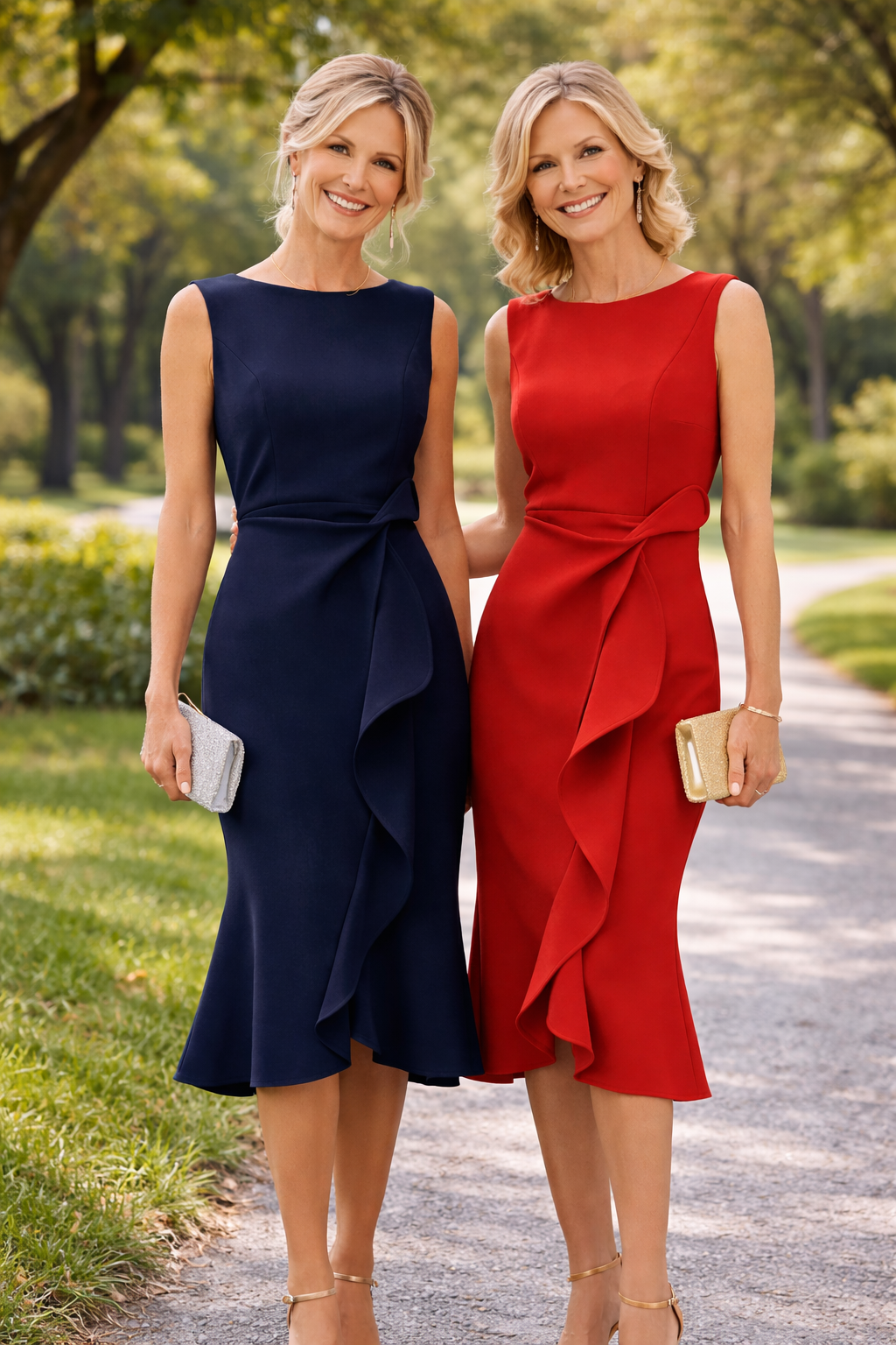 Delphine™ | Asymmetric Ruffle Midi Dress