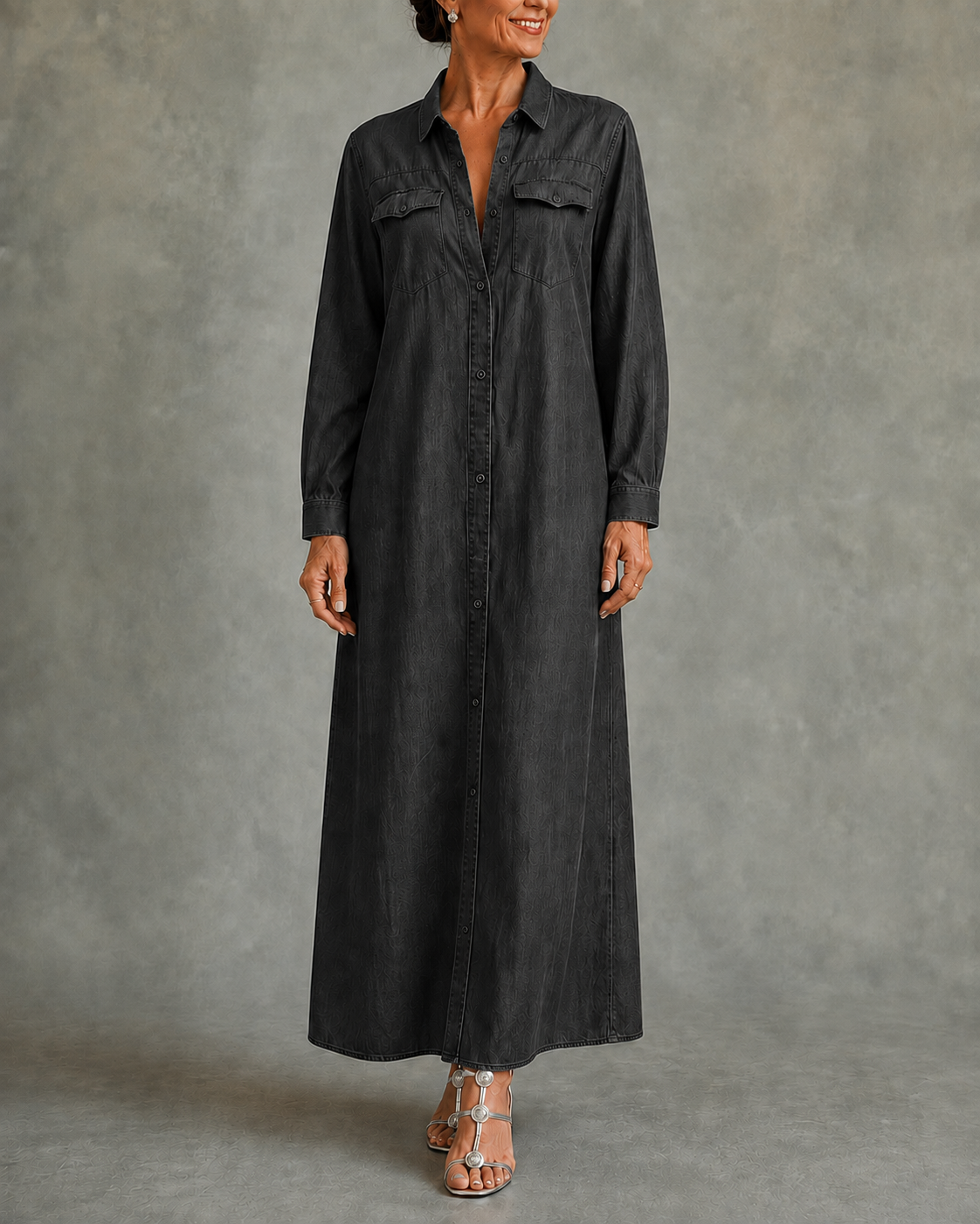 Froukje | Long Button-Front Shirt Dress