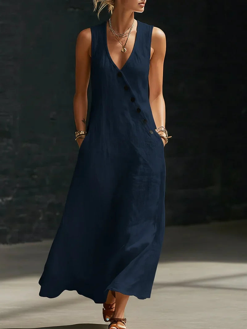 Sefi | Minimalist Button-Front Maxi Dress