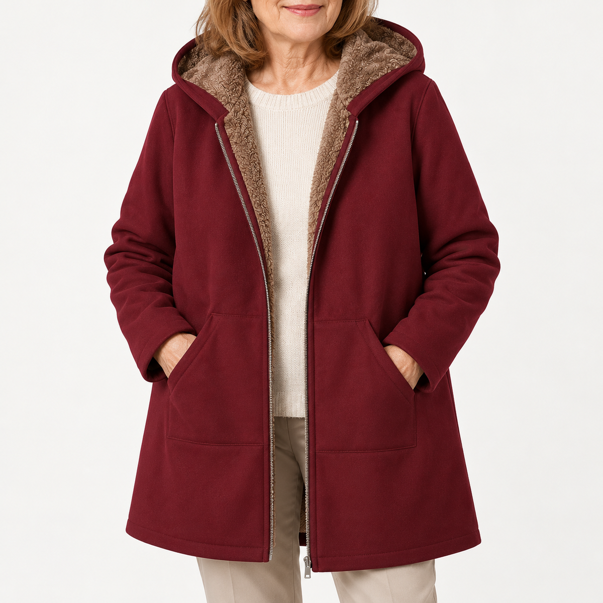 Lyra | Plush-Lined Hooded Zip Coat