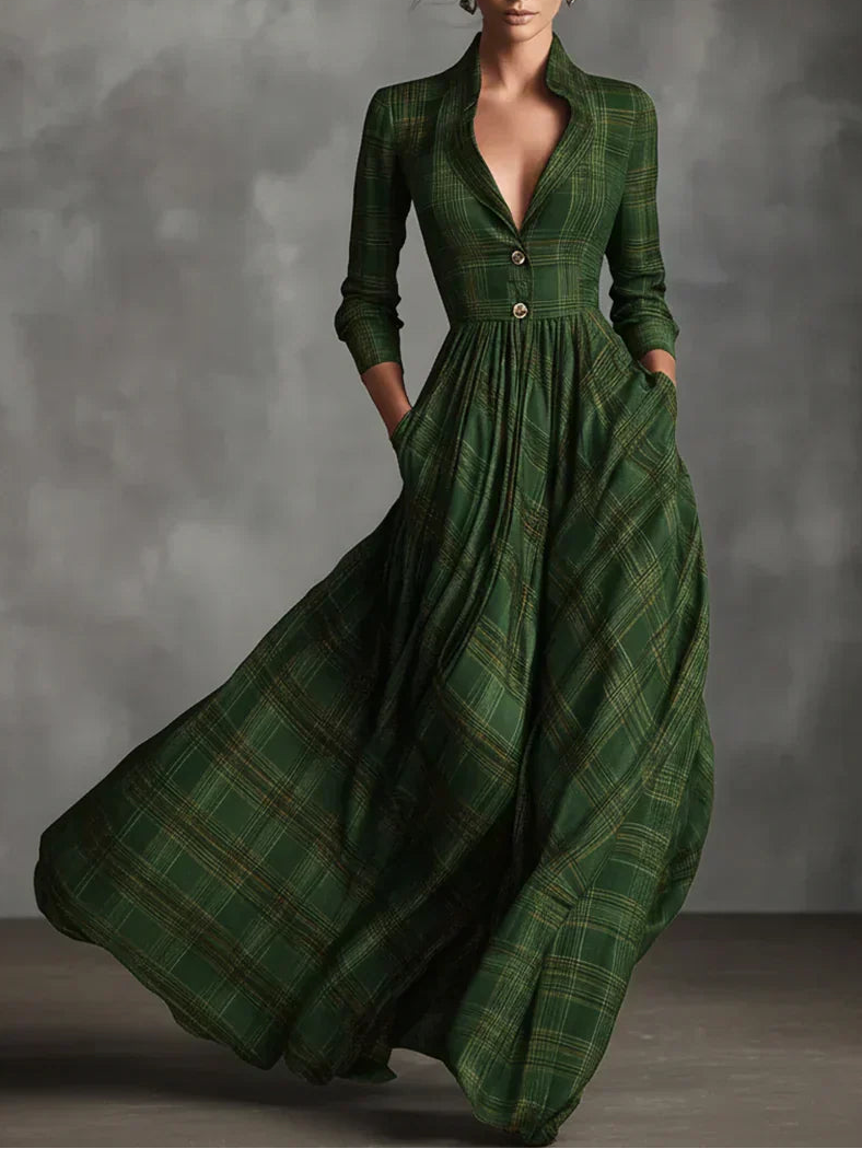 Evy | Plaid Button-Front Maxi Dress