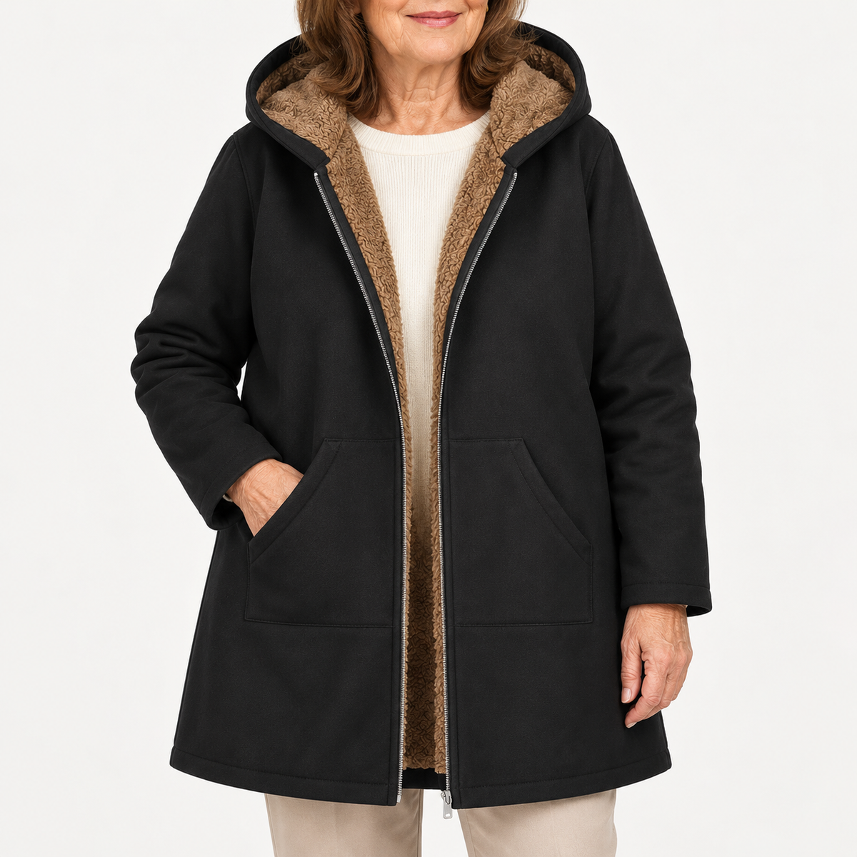 Lyra | Plush-Lined Hooded Zip Coat